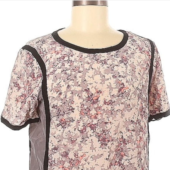 Club Monaco Lilac Floral Silk Dress w Corral Blush Black and Grey details sz 4 - Picture 1 of 3